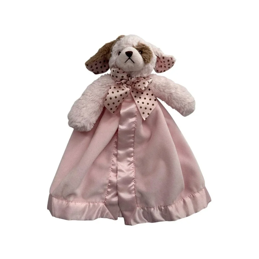 Bearington Baby Collection Pink Dog Security Blanket Lovey Wiggles Satin Girl‎